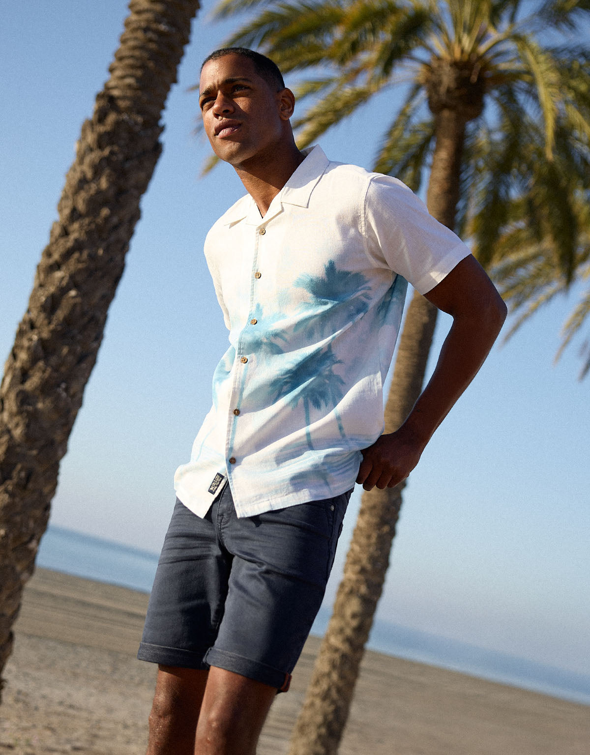 Blue and White Tropical Shirt - Cornell