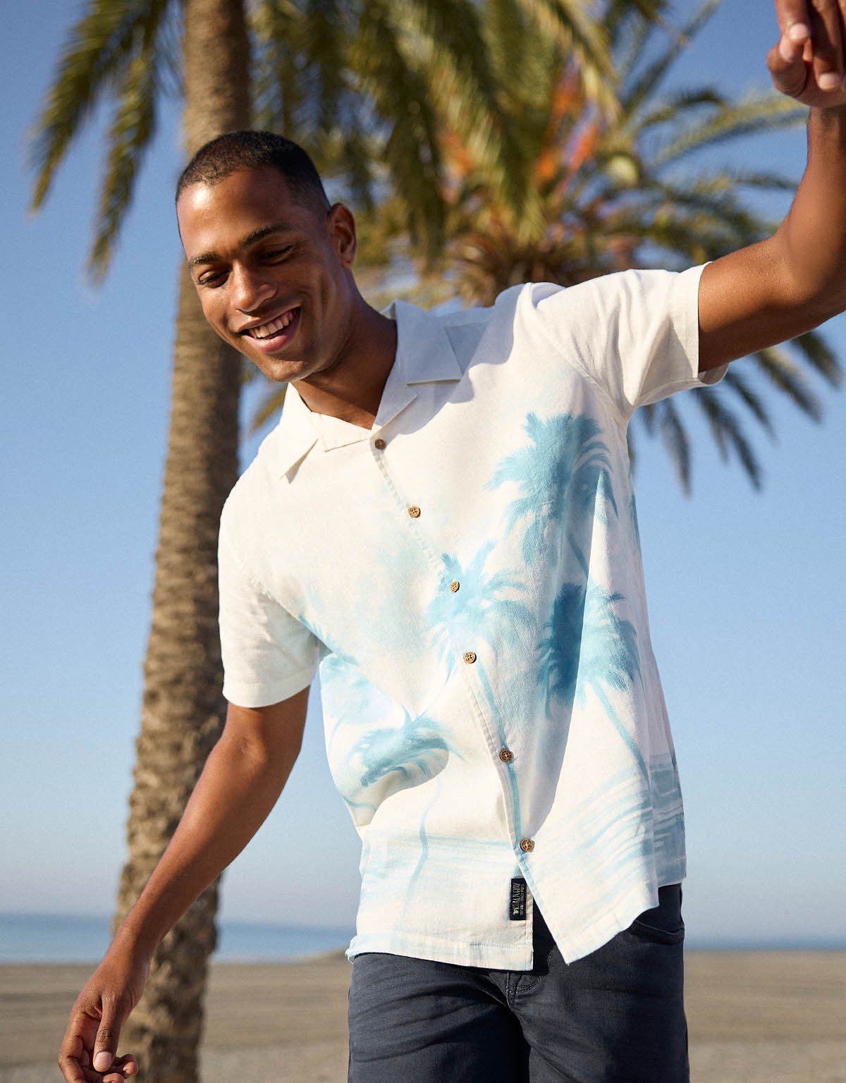 Blue and White Tropical Shirt - Cornell