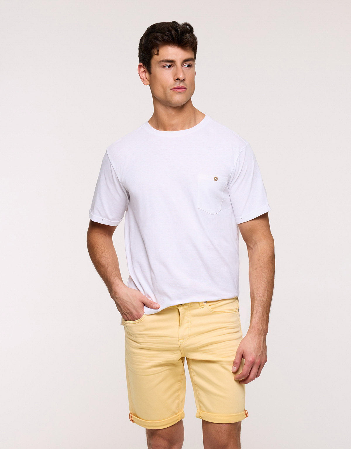Light Yellow Denim Bermuda Shorts - Palm Beach