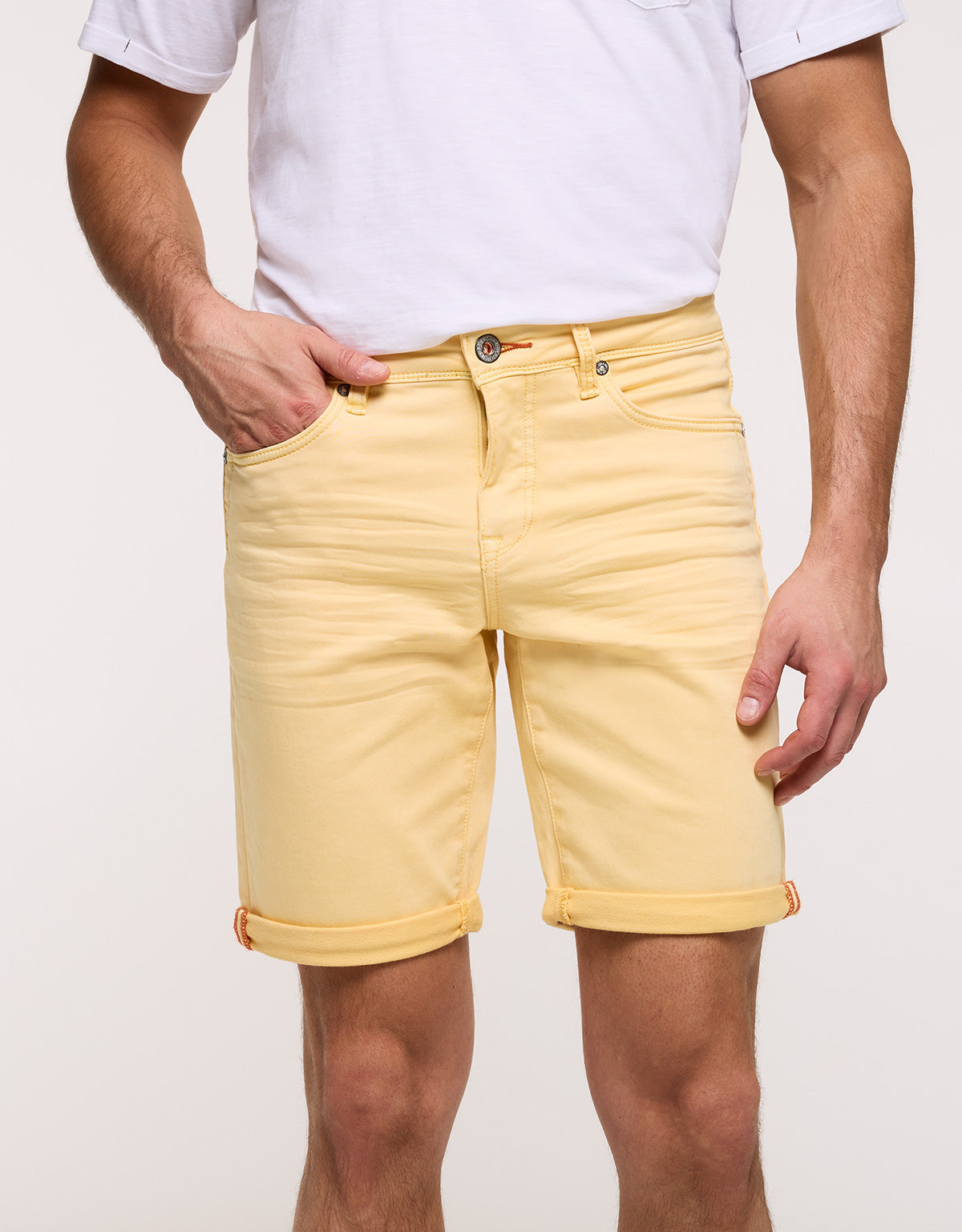 Light Yellow Denim Bermuda Shorts - Palm Beach