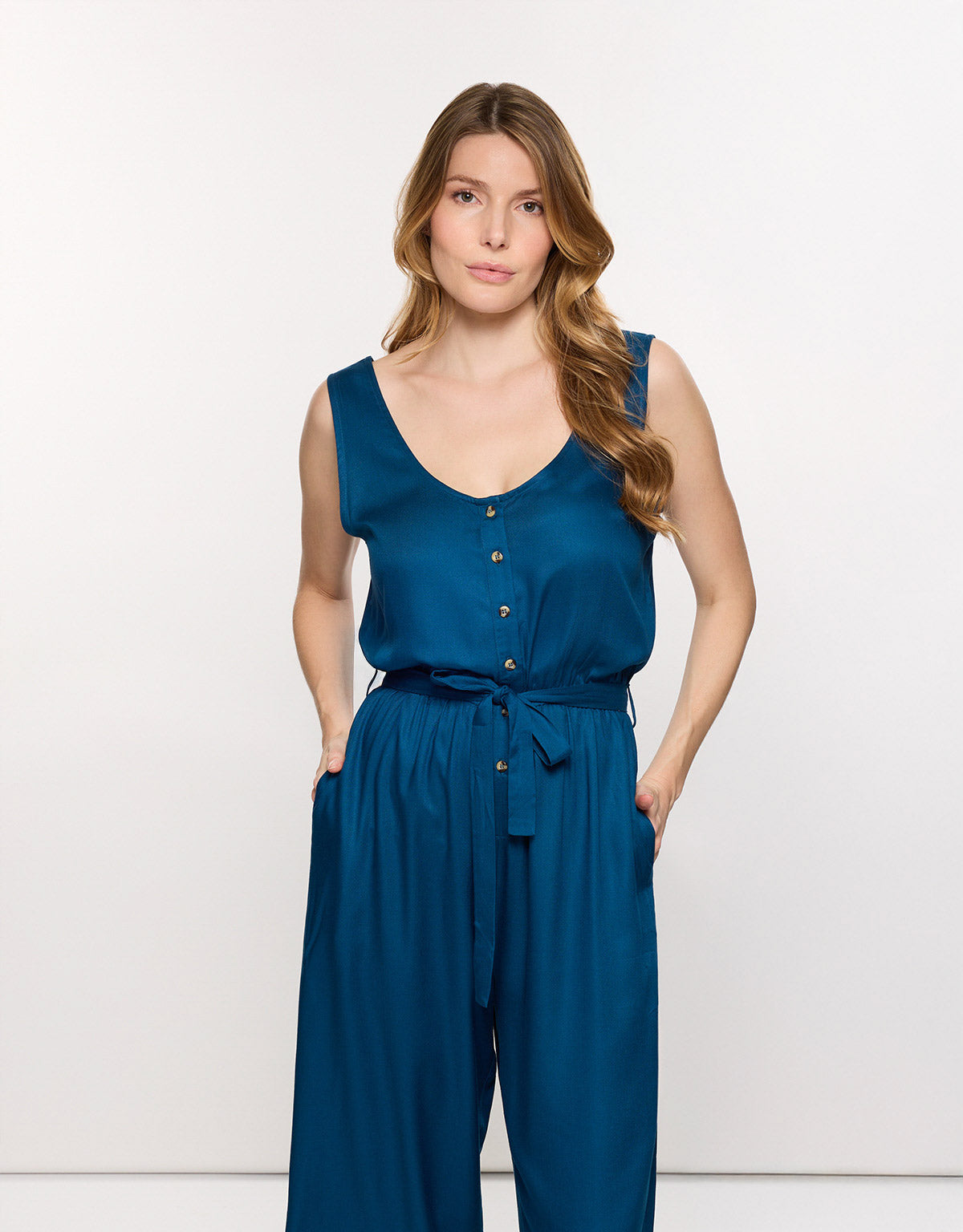 Blue Long Jumpsuit - Pavone