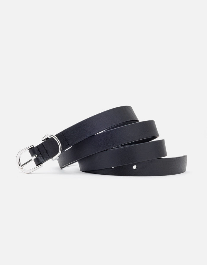 Fine Black Leather Belt - Marisa