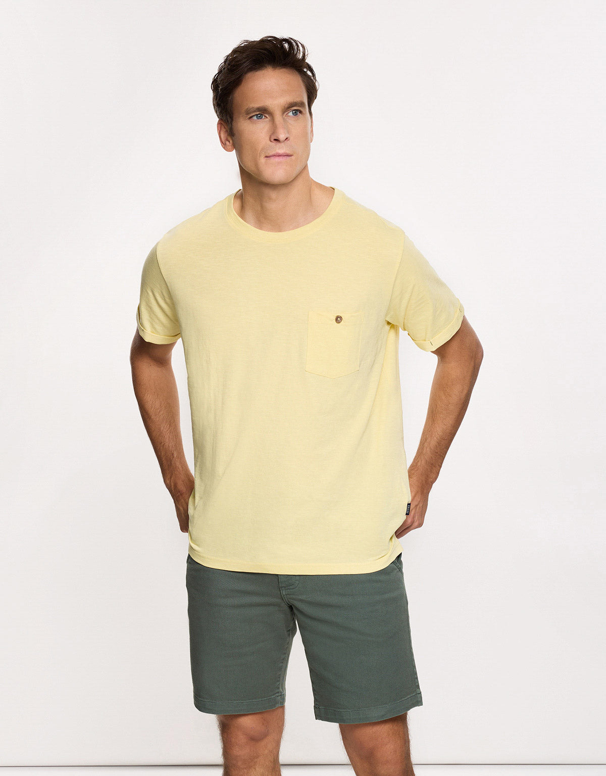 Camiseta Manga Corta Amarillo Pastel - Button
