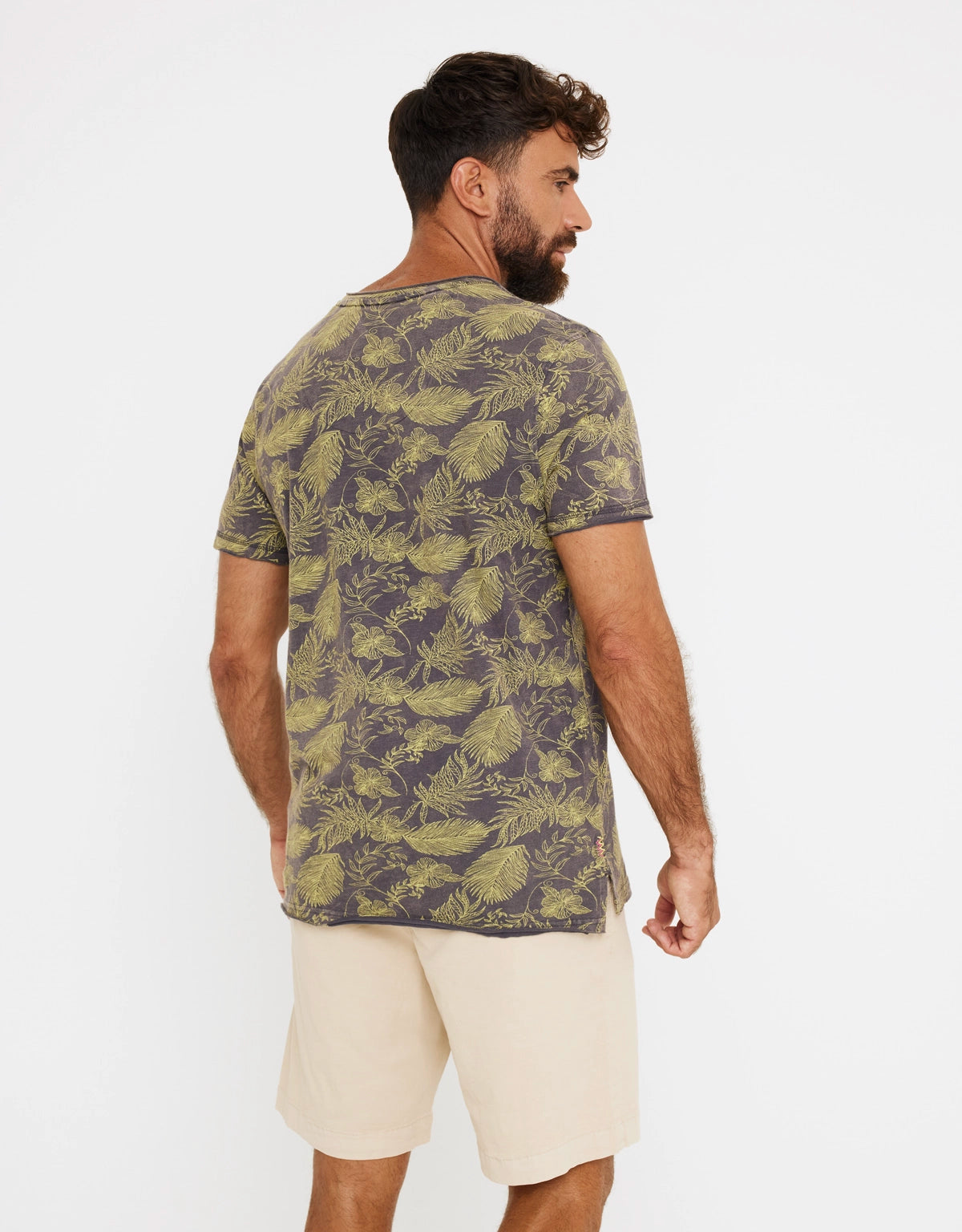 Short Sleeve Leaf Print T-Shirt - Mauicam