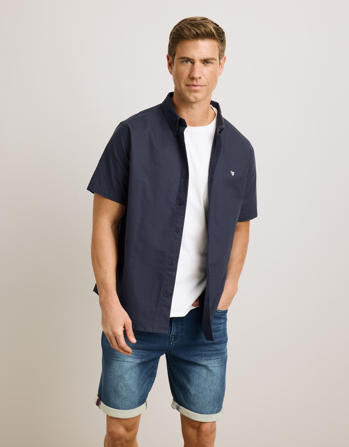 Camisa Manga Corta Azul Marino - Raffaele