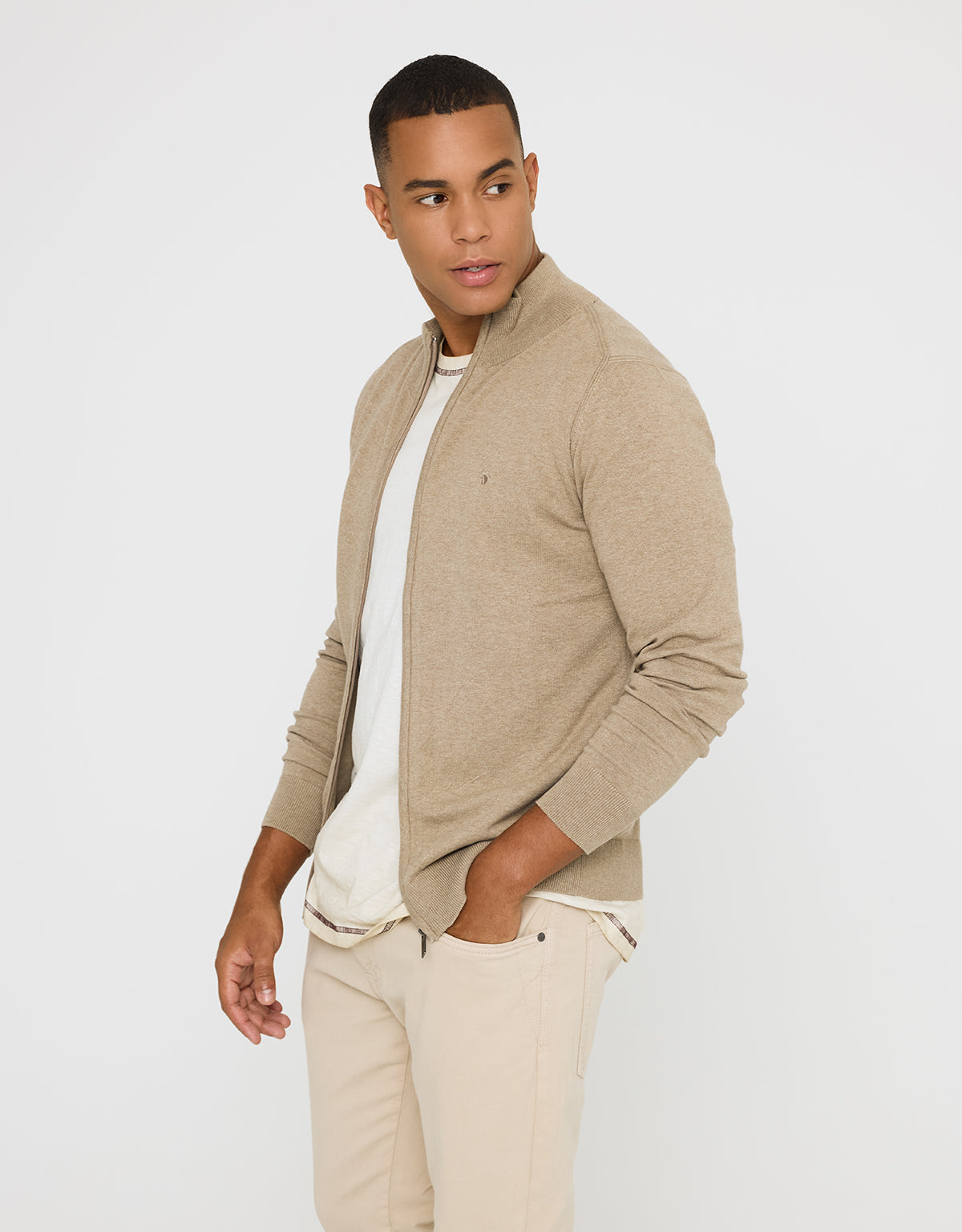 Jersey con Cremallera Beige - Picos