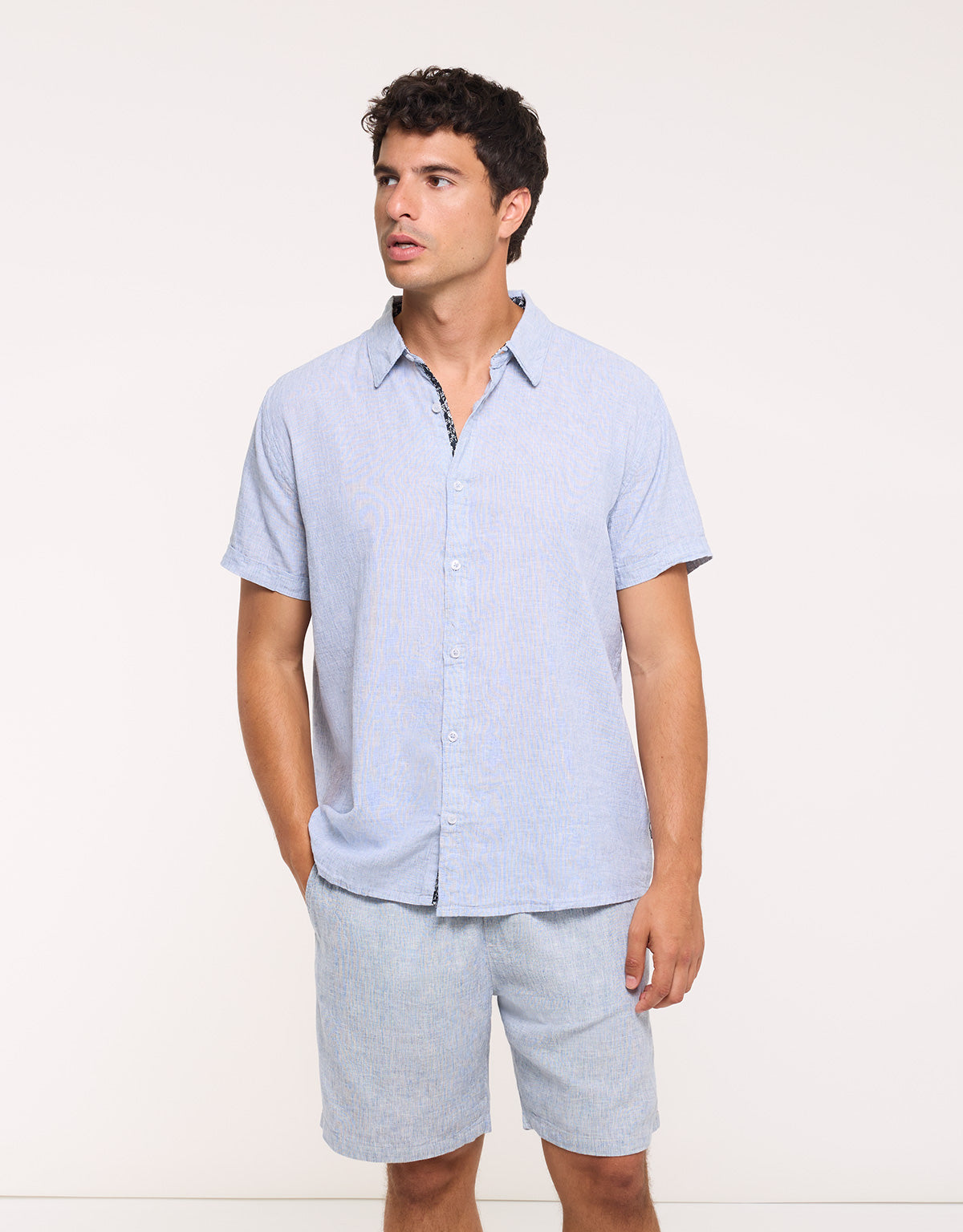 Camisa Manga Corta Azul - Elan