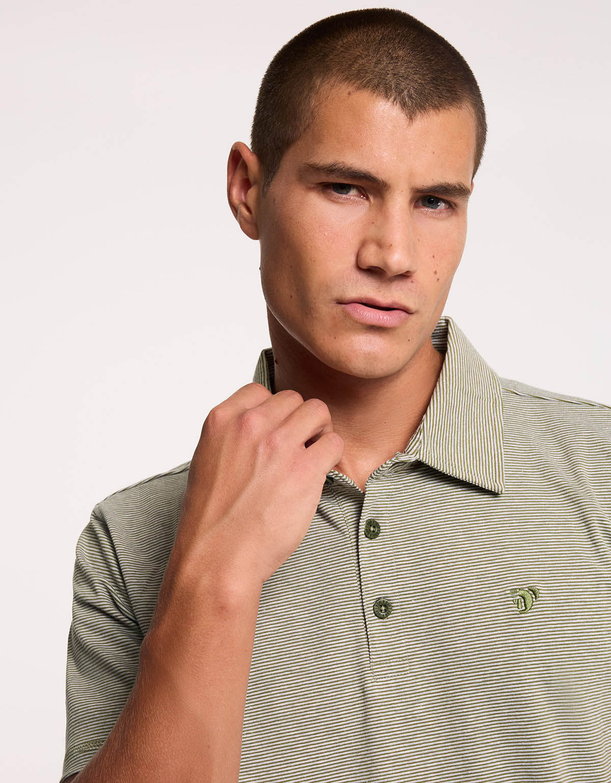 Khaki Striped Polo Shirt - Disi