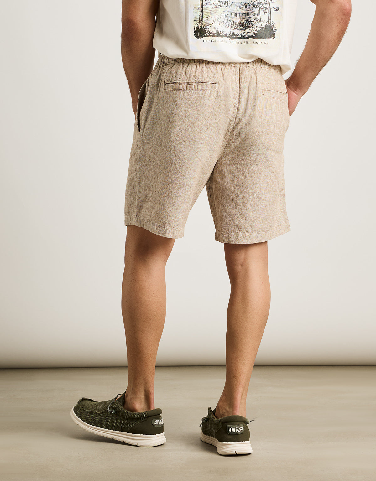 Beige Linen Bermuda Shorts - Damiano