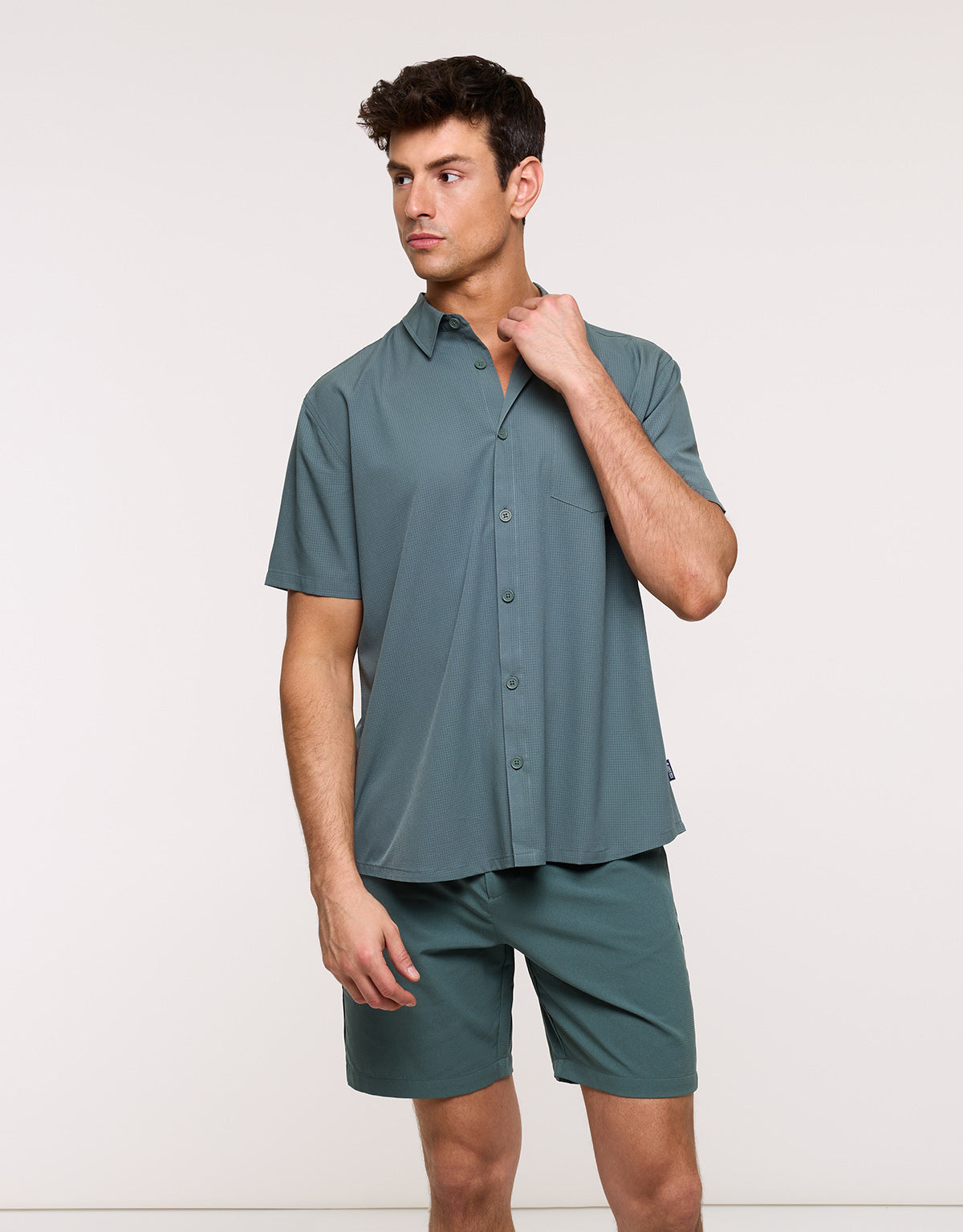 Camisa Manga Corta Verde Oscuro - Camiland