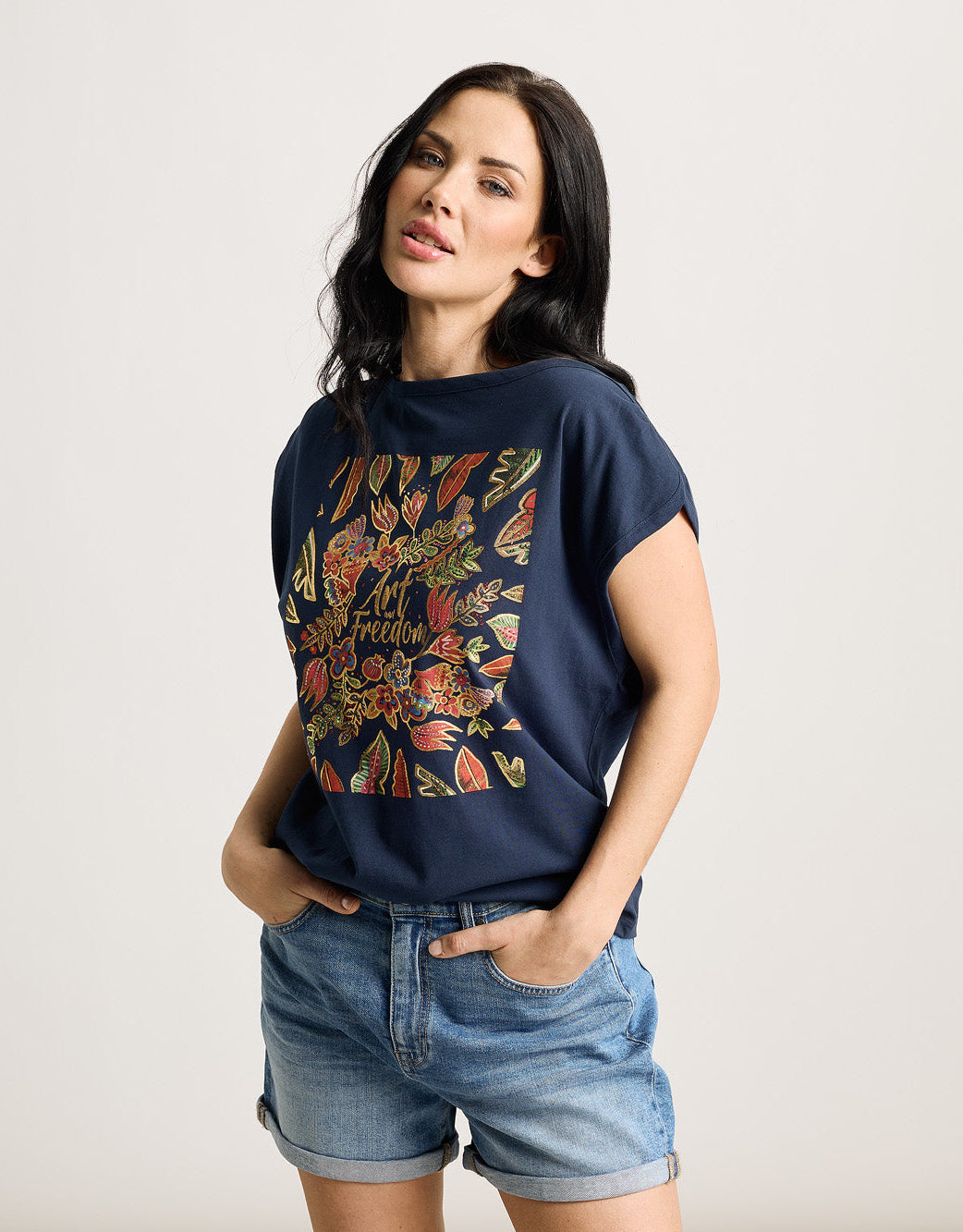 Camiseta Manga Corta Azul Marino - Oreana