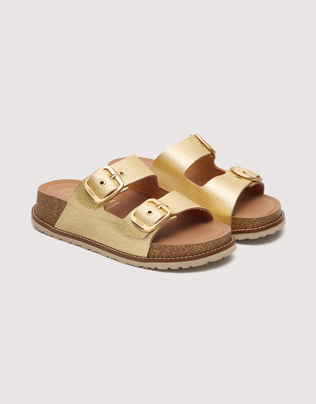 Bio Leather Gold Sandal with Wedge - Sintran