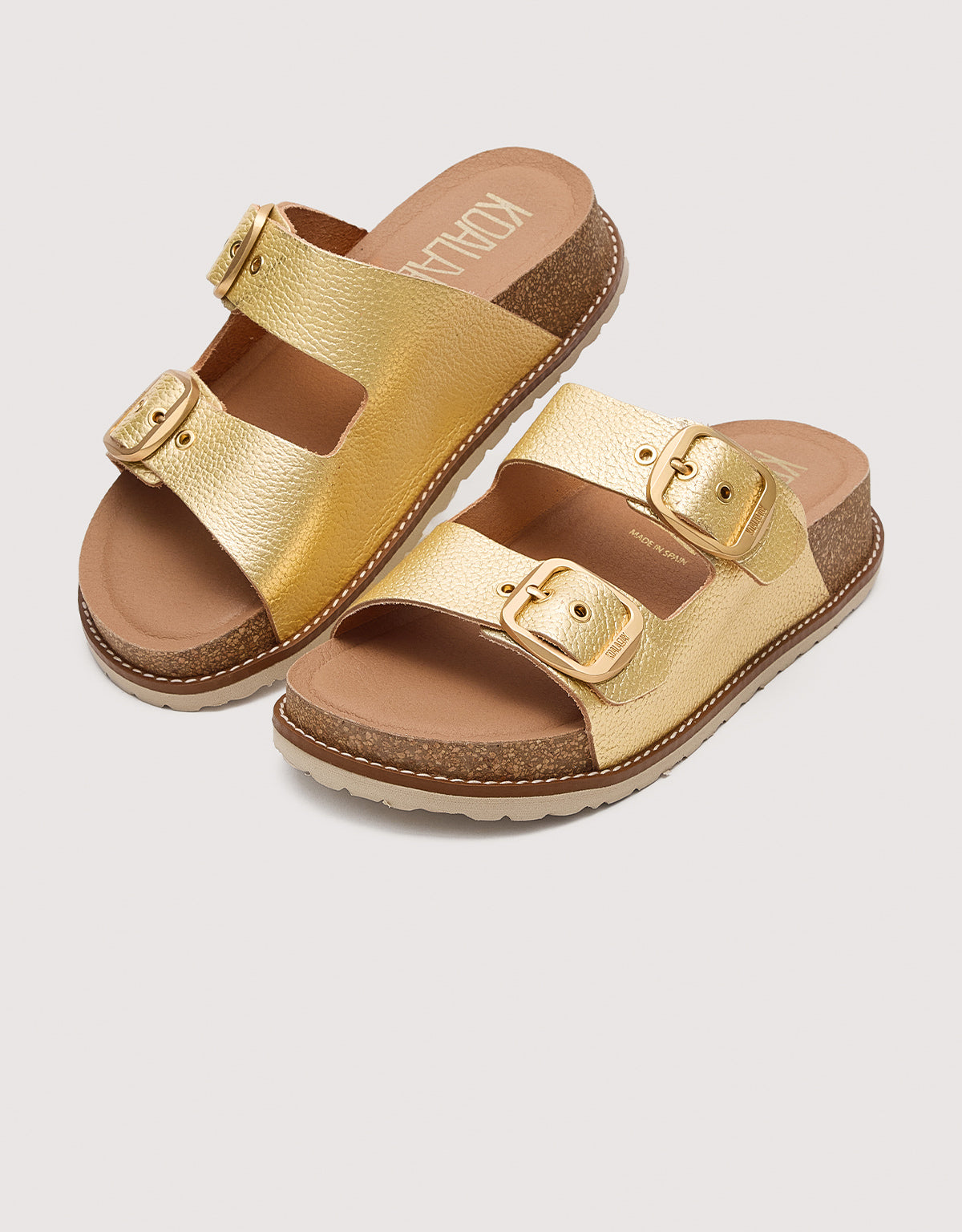 Bio Leather Gold Sandal with Wedge - Sintran