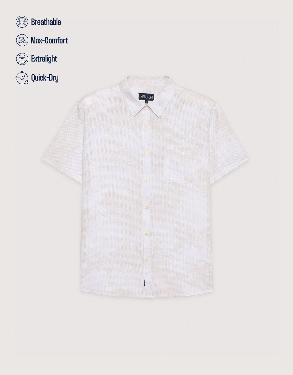 Regular Fit Shirt – Shirt Collar – Fish Print Off-White