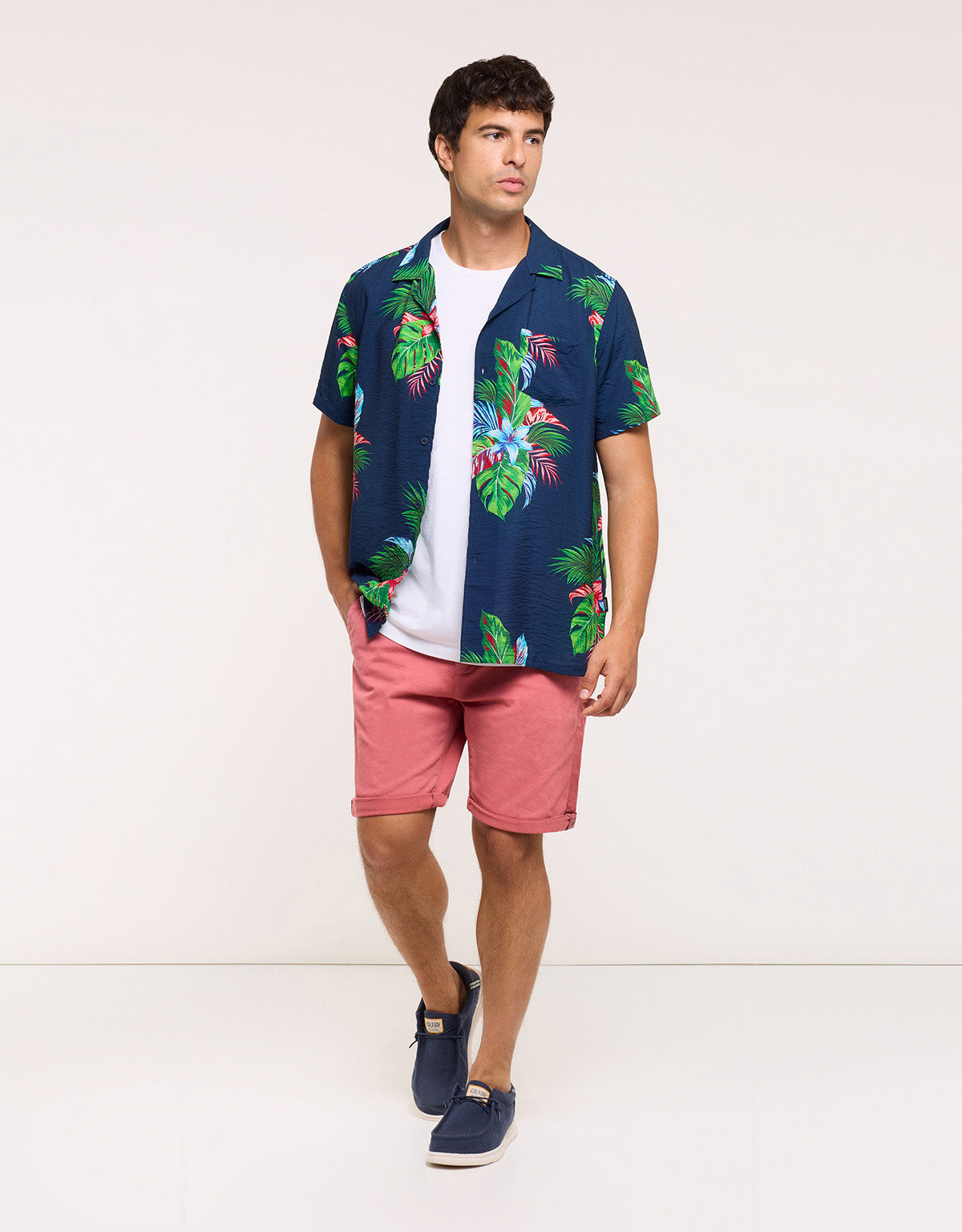 Navy Blue Short Sleeve Shirt - Cattaneo