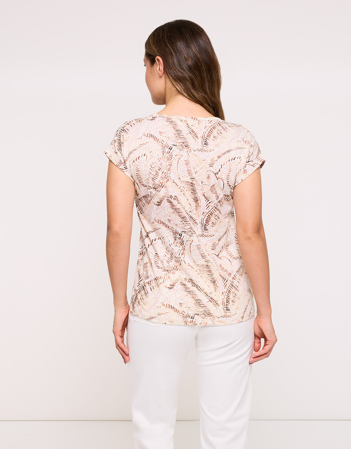 Beige Short Sleeve T-Shirt - Zebriye