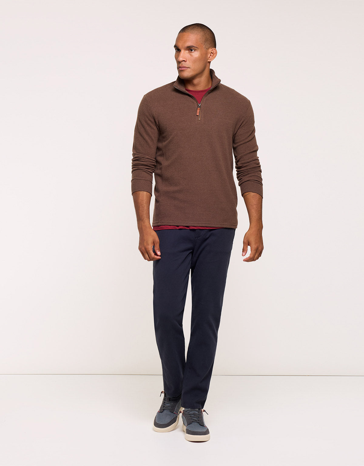 Brown Quarter-Zip Sweatshirt - Falkner