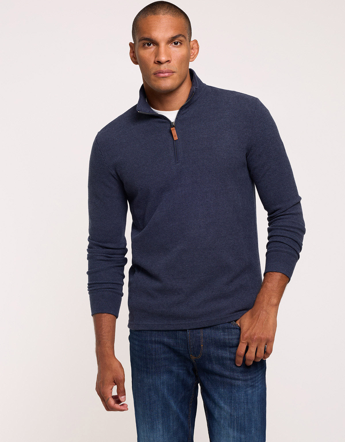 Navy Blue Quarter-Zip Sweatshirt - Falkner