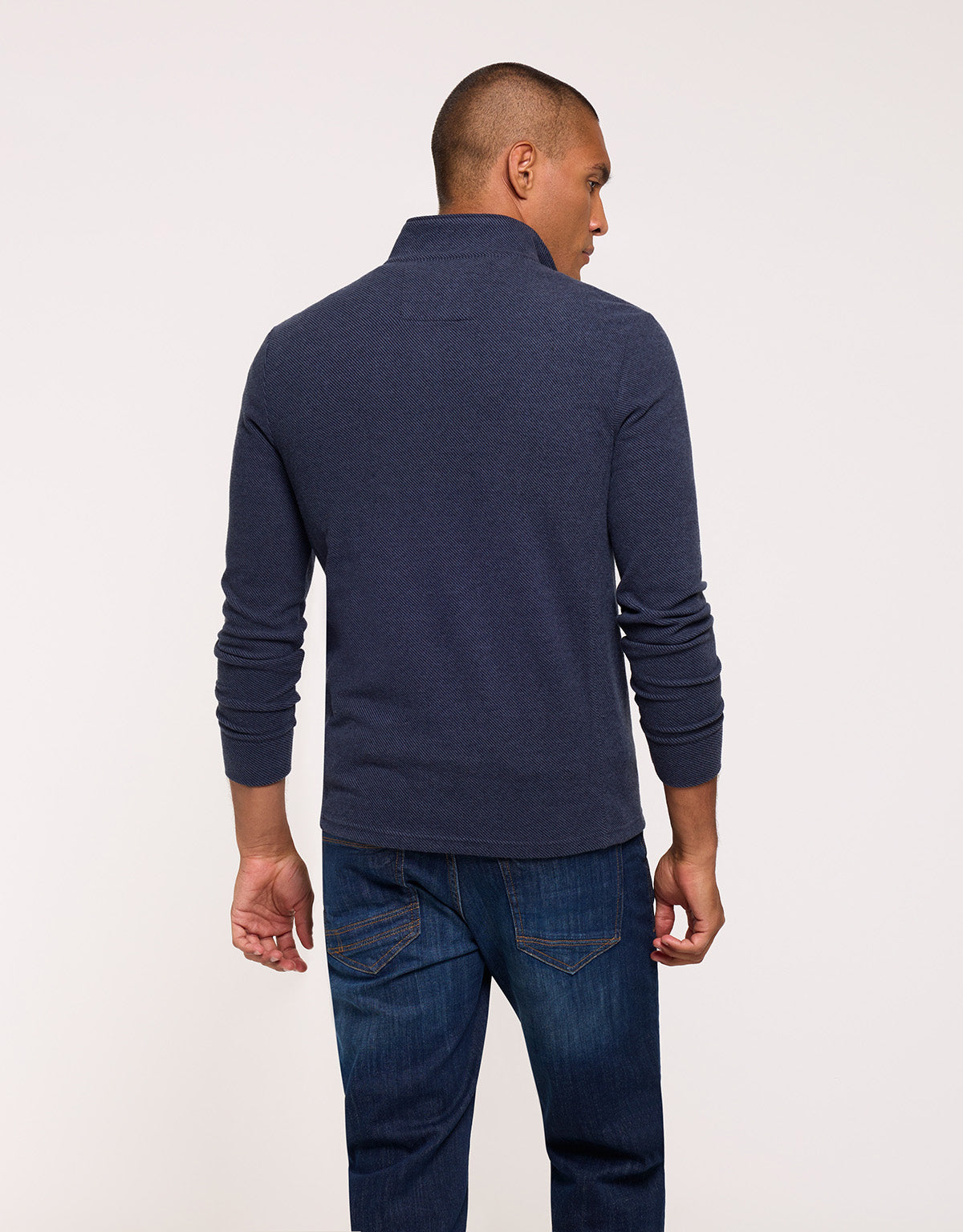 Navy Blue Quarter-Zip Sweatshirt - Falkner