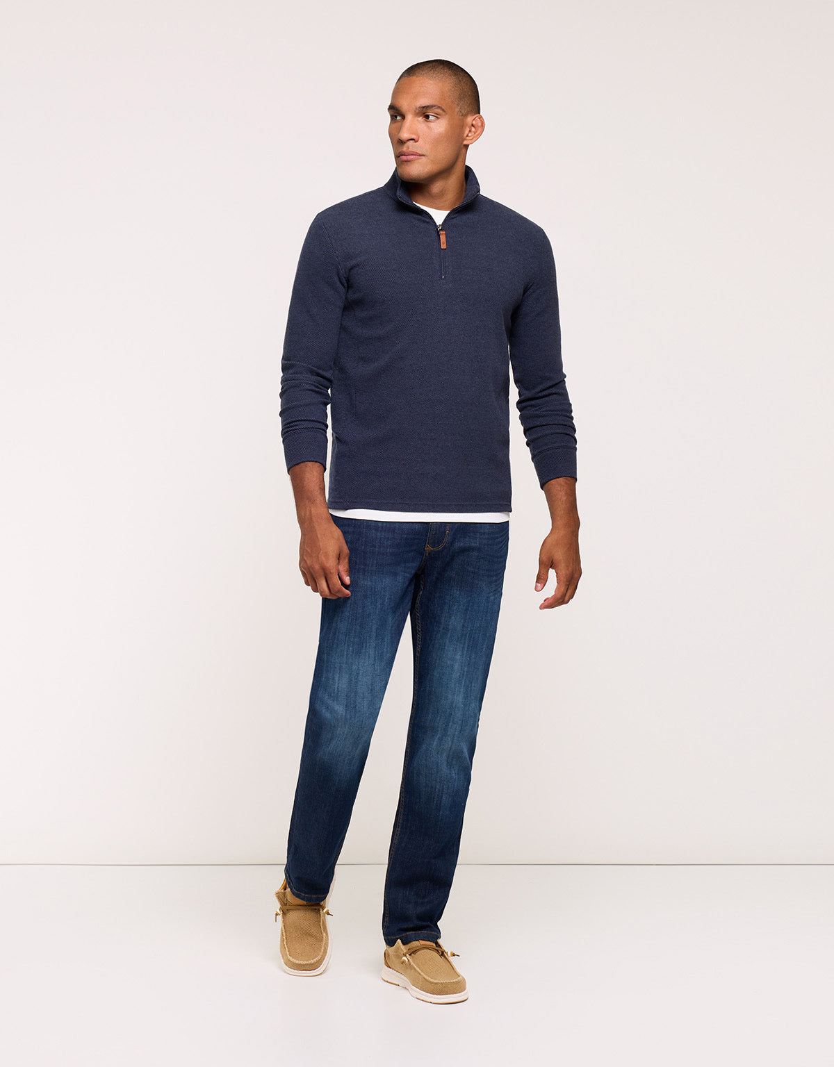 Navy Blue Quarter-Zip Sweatshirt - Falkner