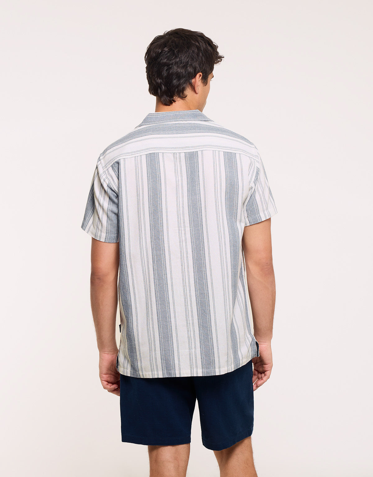 Camisa Manga Corta Rayas Azul - Ocon 3