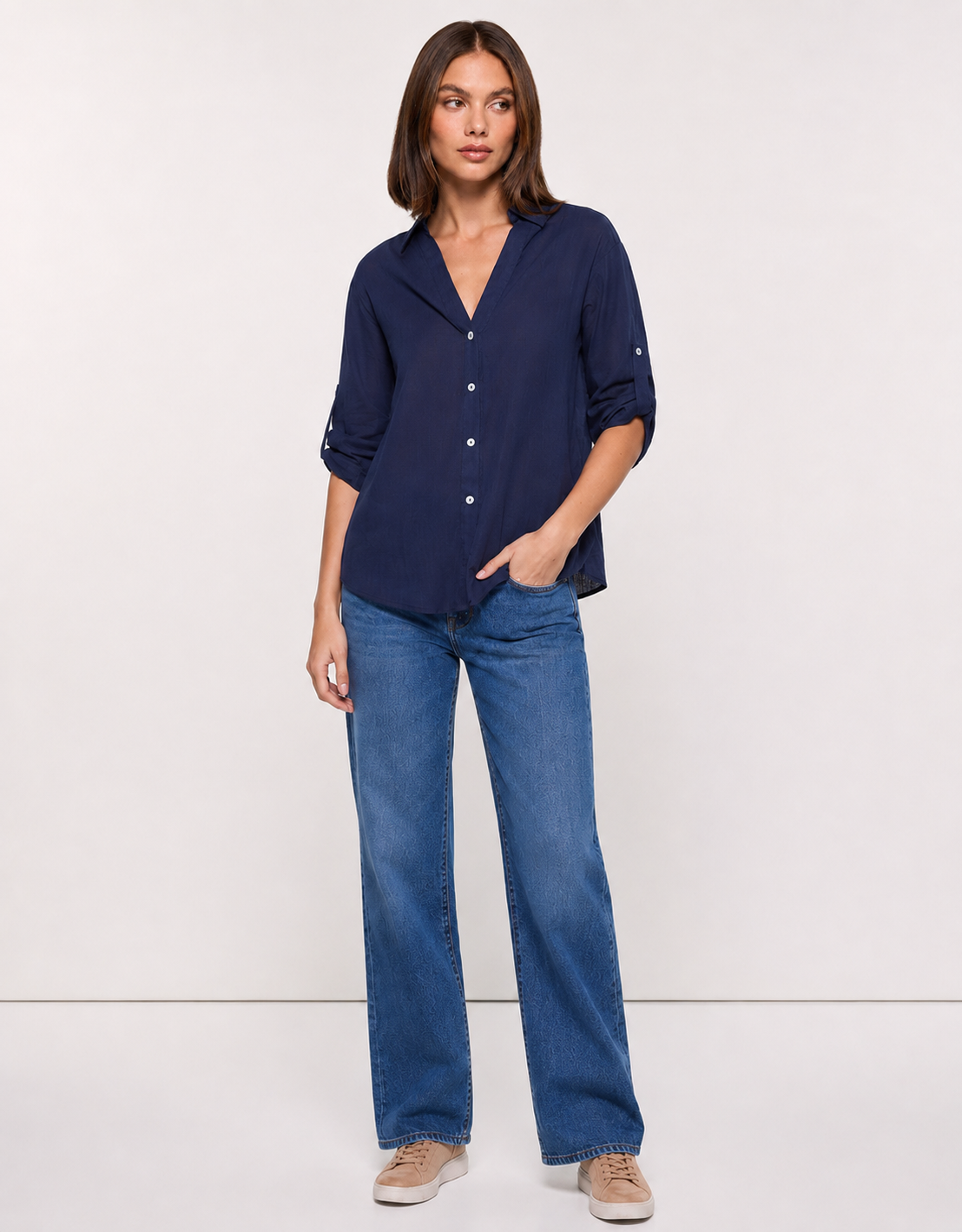 Navy Blue Long Sleeve Shirt - Astromi