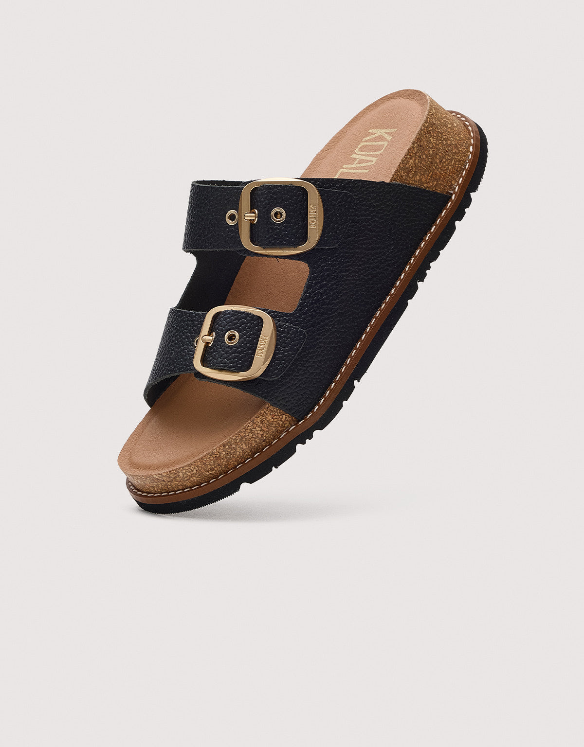Black Bio Leather Wedge Sandal - Sintran