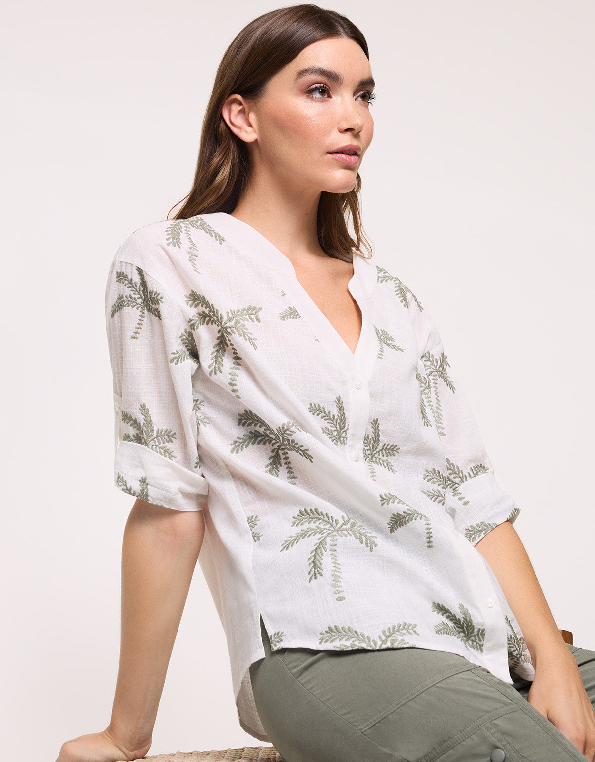 Green Embroidered Print Shirt - Australis