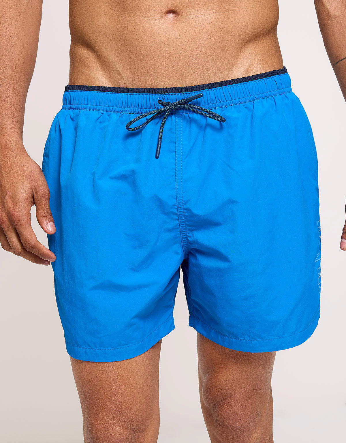 Blue Plain Swim Trunk with Drawstring - Foxly