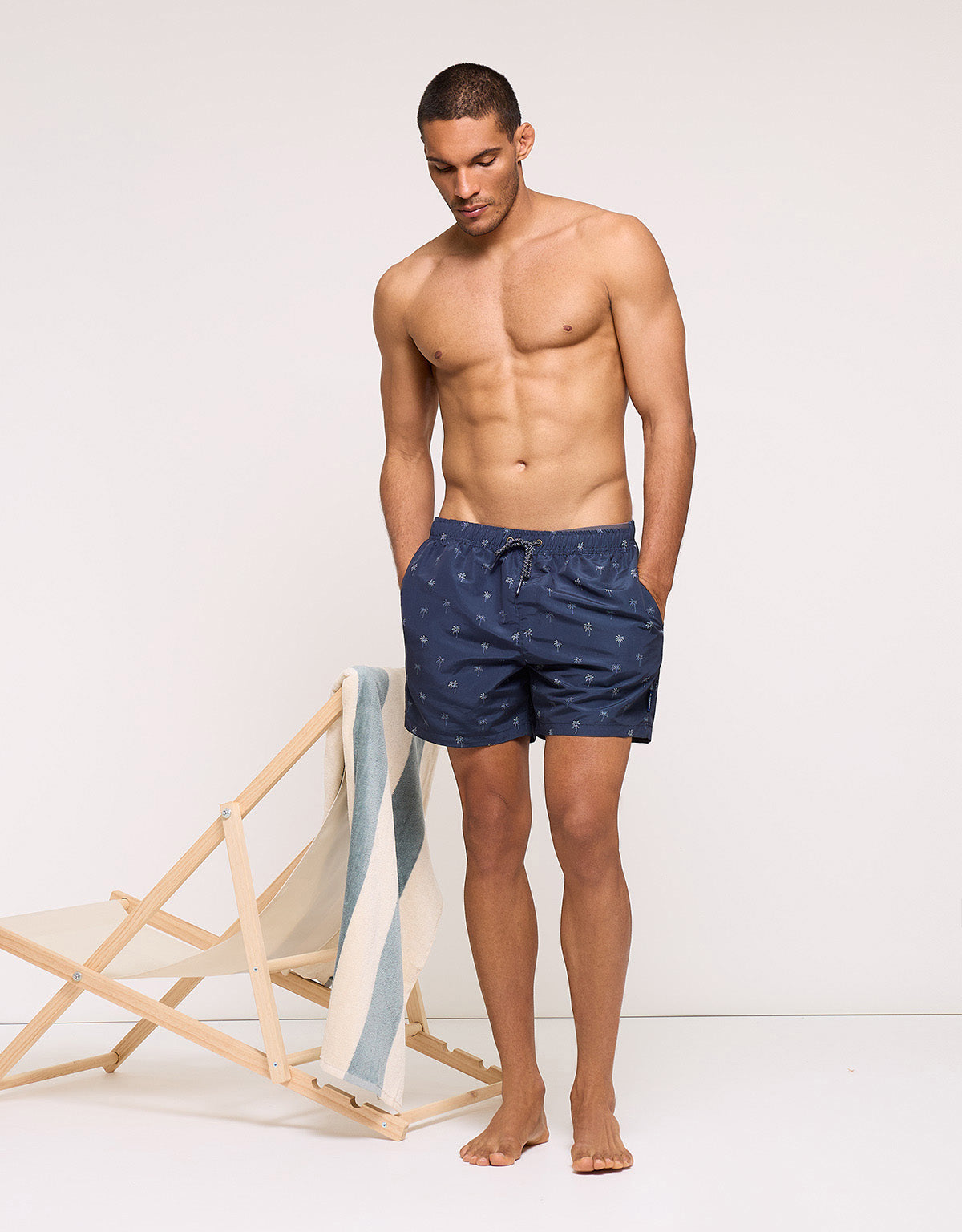 Navy Blue Printed Swimsuit - Palmarius
