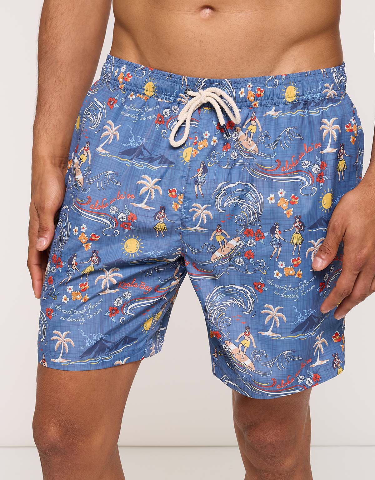 Blue Tropical Print Regular Swimsuit - Hulas