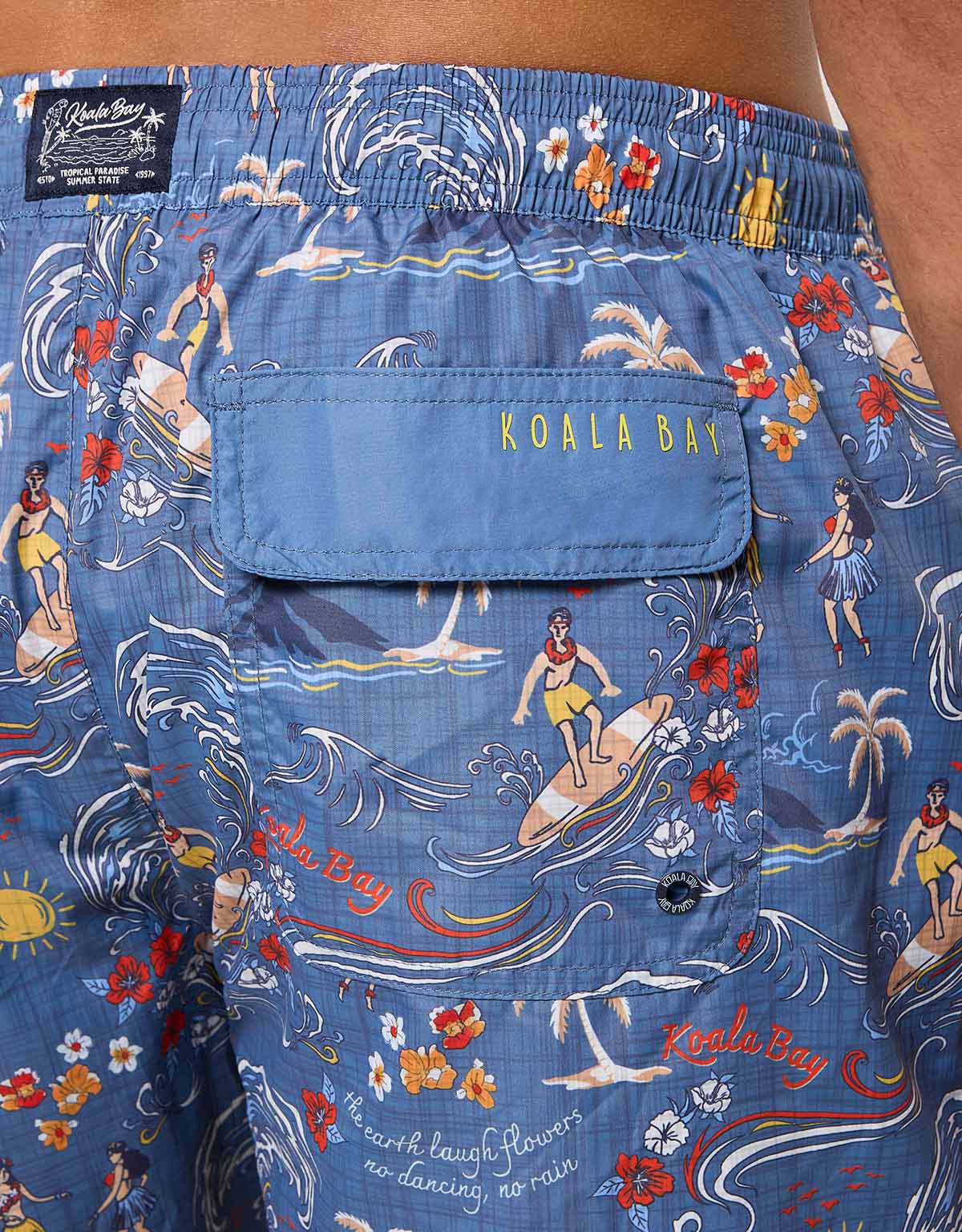 Blue Tropical Print Regular Swimsuit - Hulas