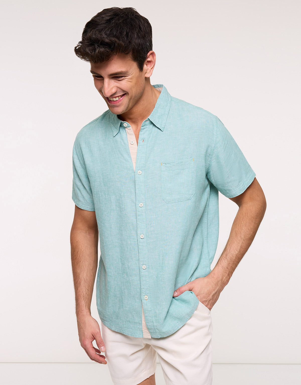 Camisa Manga Corta Turquesa - Kureza 2