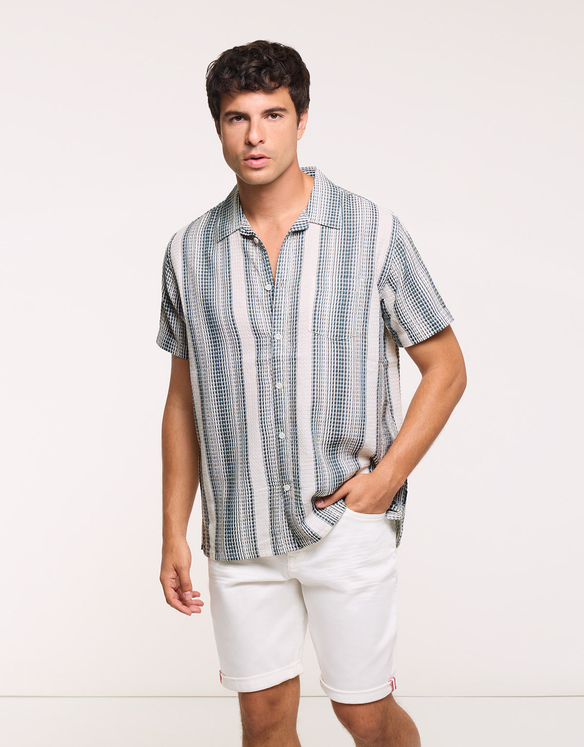 Camisa Manga Corta Rayas Verde - Cookin 1