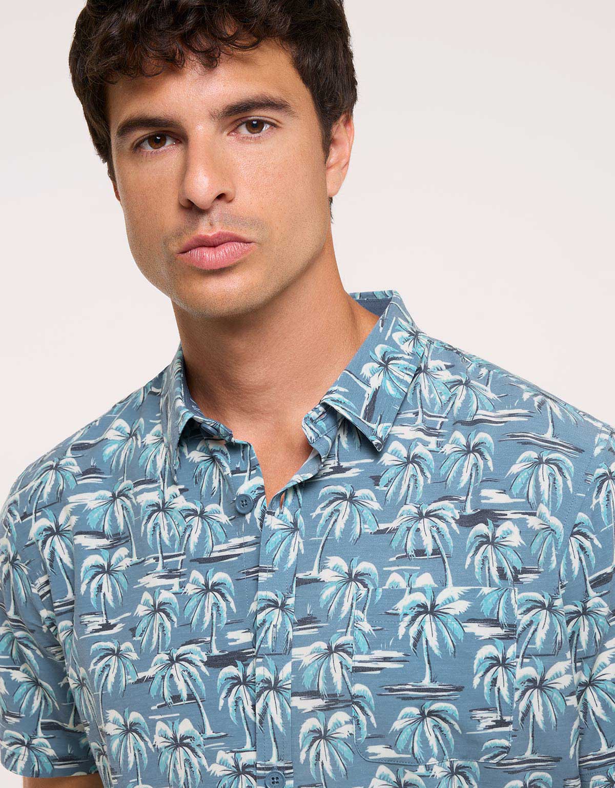 Blue Tropical Print Shirt - Pastelpalm