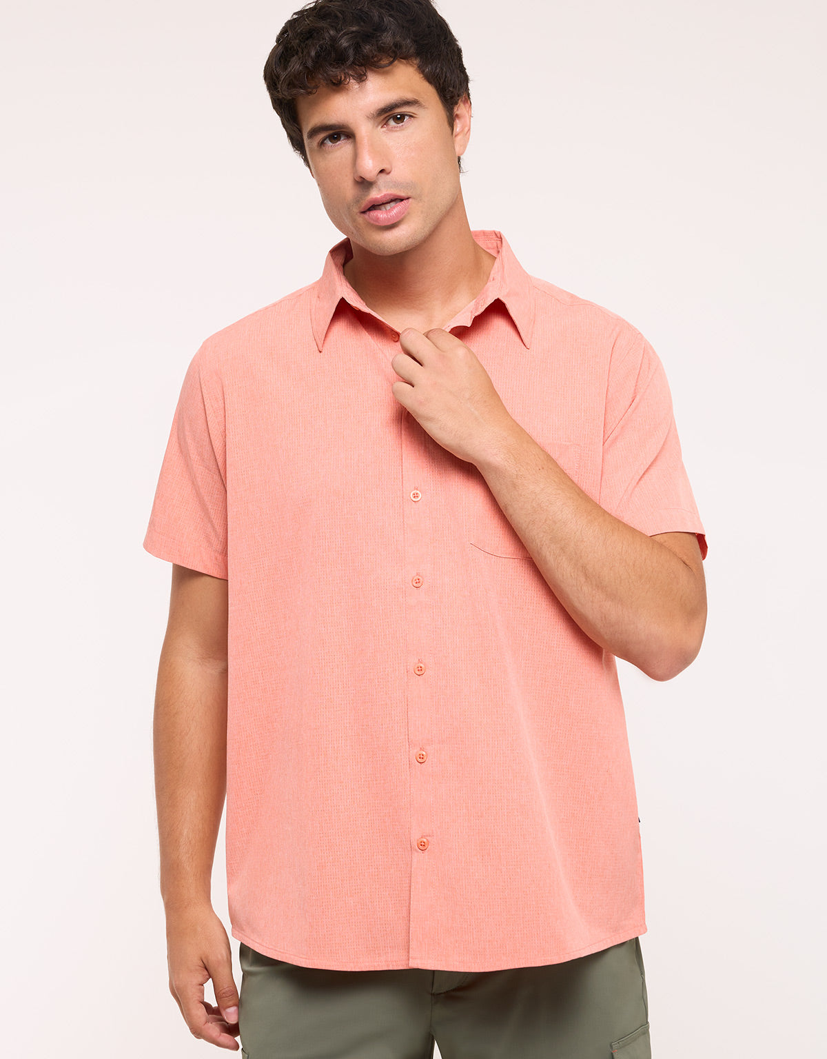 Camisa Manga Corta Naranja Jaspeado - Camilando 2