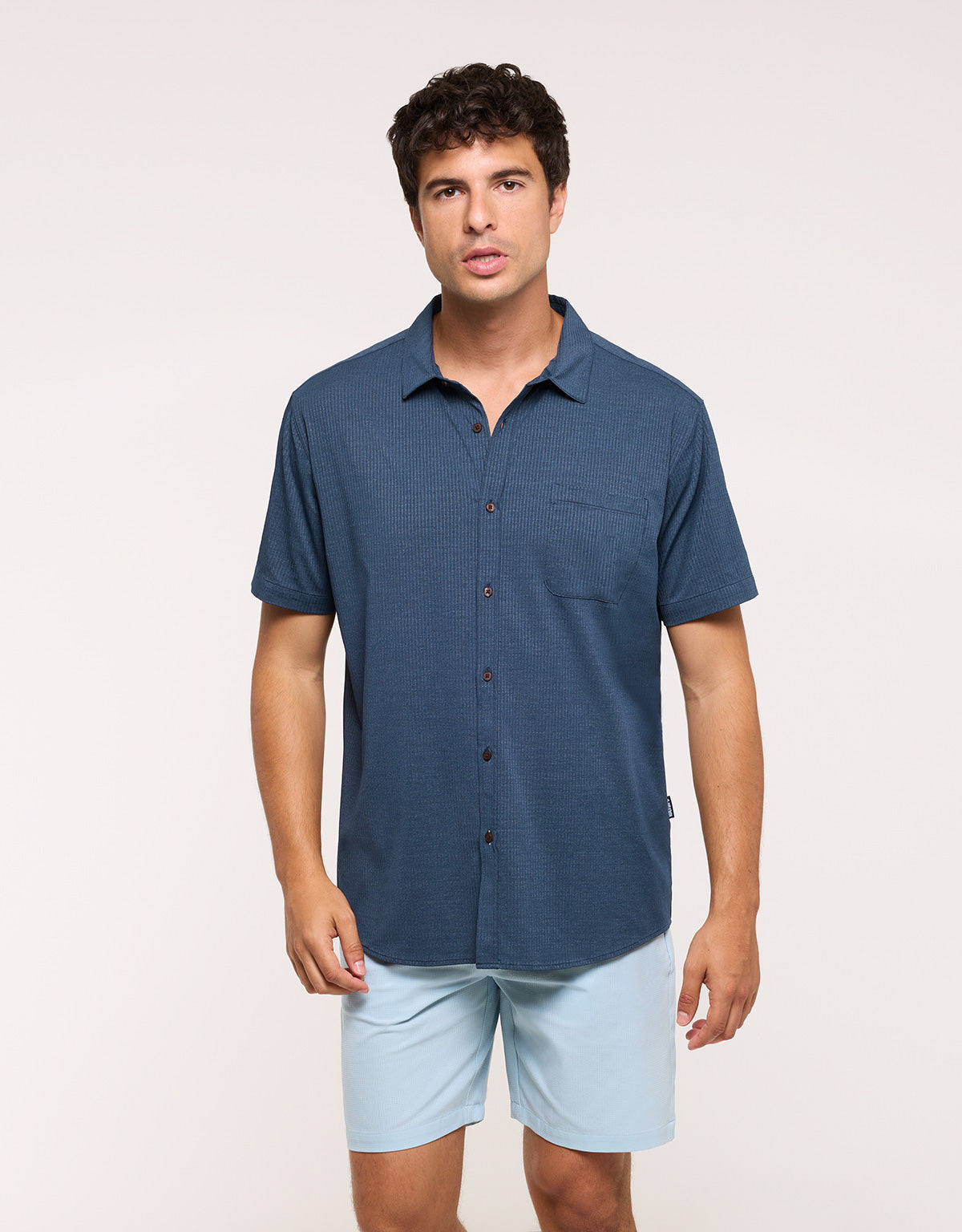 Navy Blue Short-Sleeve Shirt - Yamira