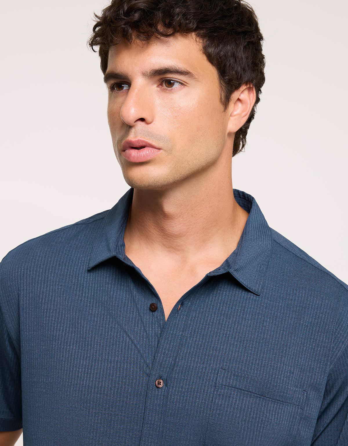 Navy Blue Short-Sleeve Shirt - Yamira
