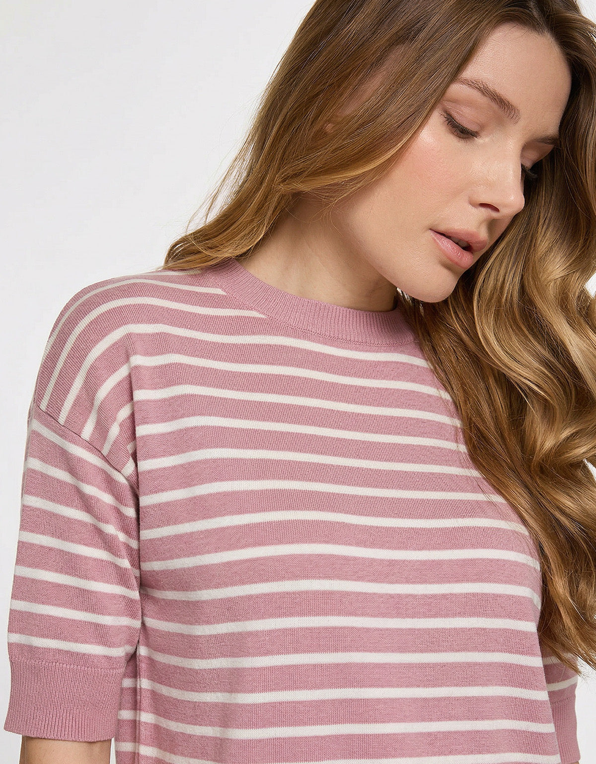 Pink Striped Knit T-Shirt - Gratera