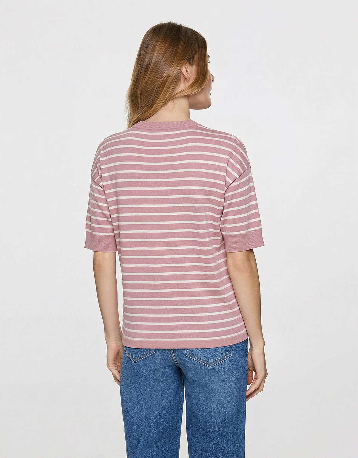 Pink Striped Knit T-Shirt - Gratera