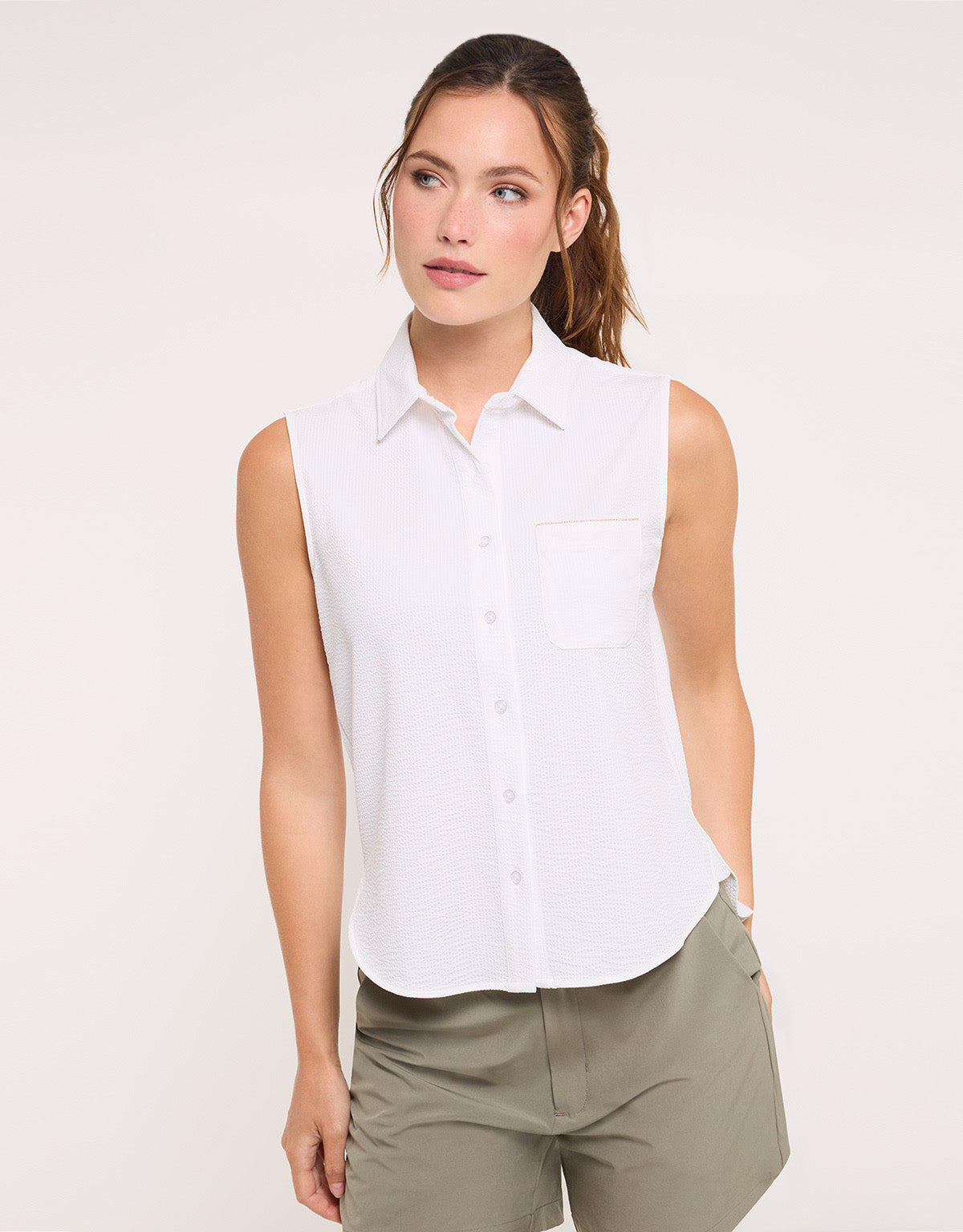 White Sleeveless Shirt - Salin