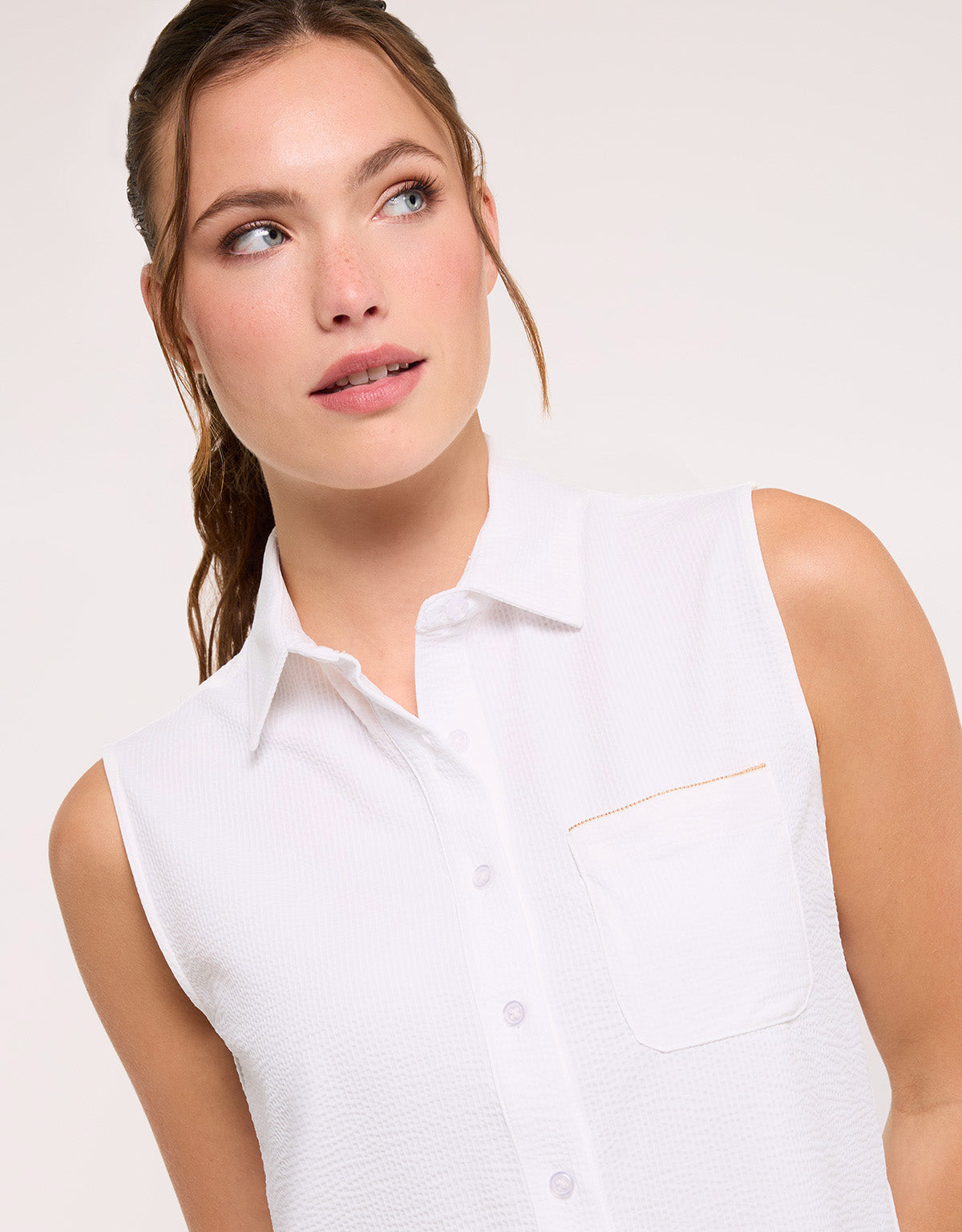 White Sleeveless Shirt - Salin