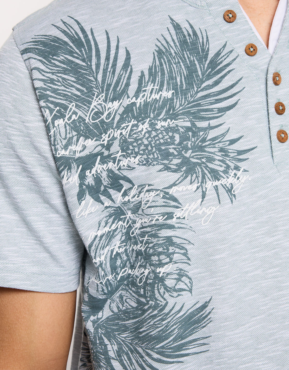 Green Tropical Print Short-Sleeve T-Shirt - Cliffs