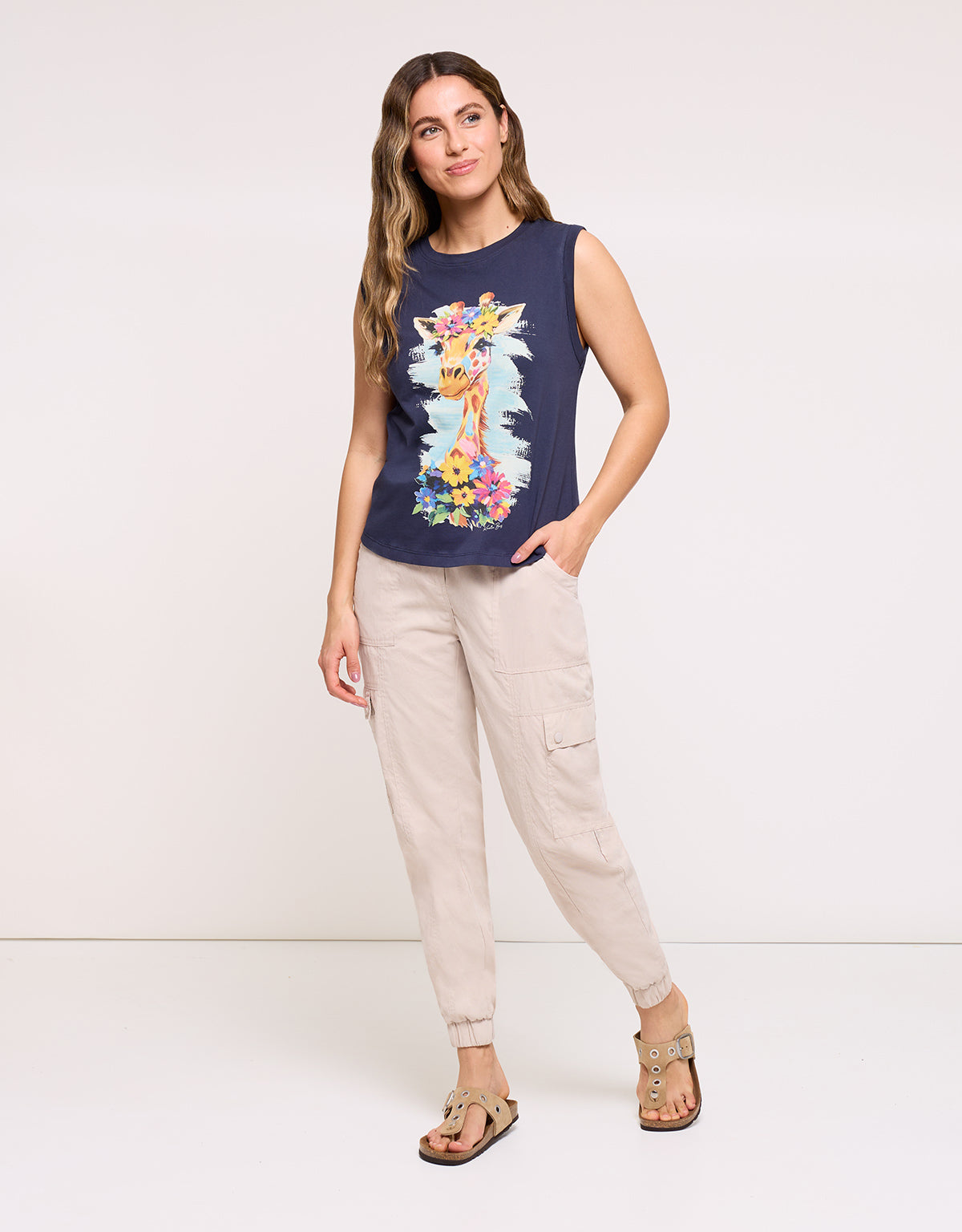 Navy Blue Strap T-shirt - Jirilda