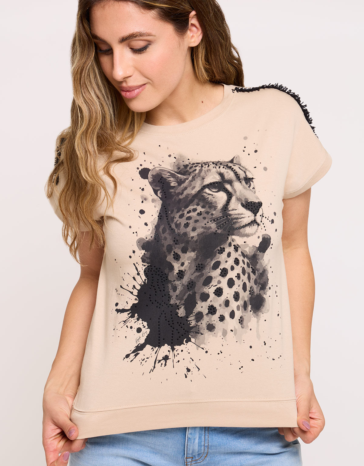 Lopardan Short Sleeve T-Shirt - Beige