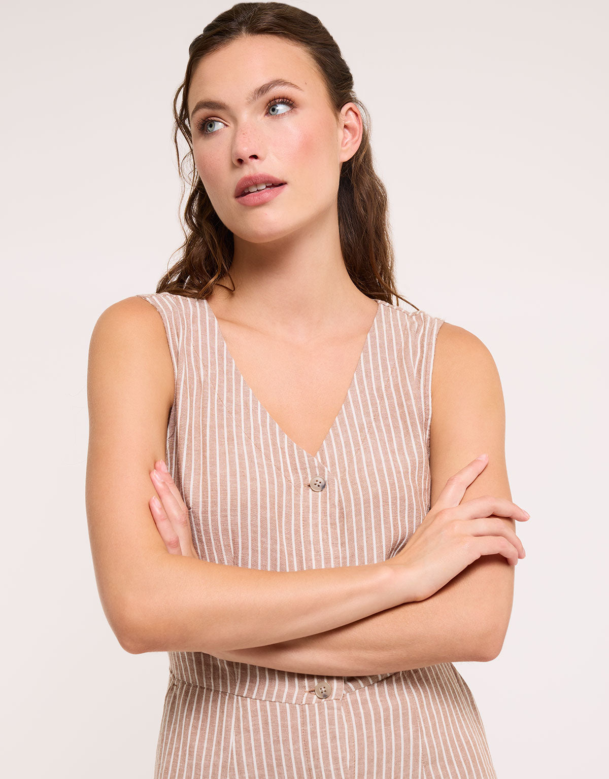 Brown Midi Dress - Coffee Stripe