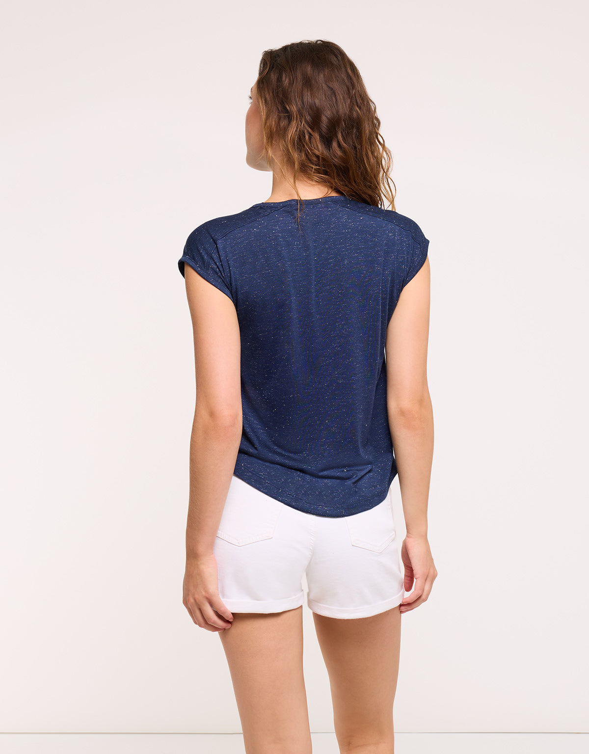 Navy Blue Shoulder Sparkle Detail T-Shirt – Shimero II