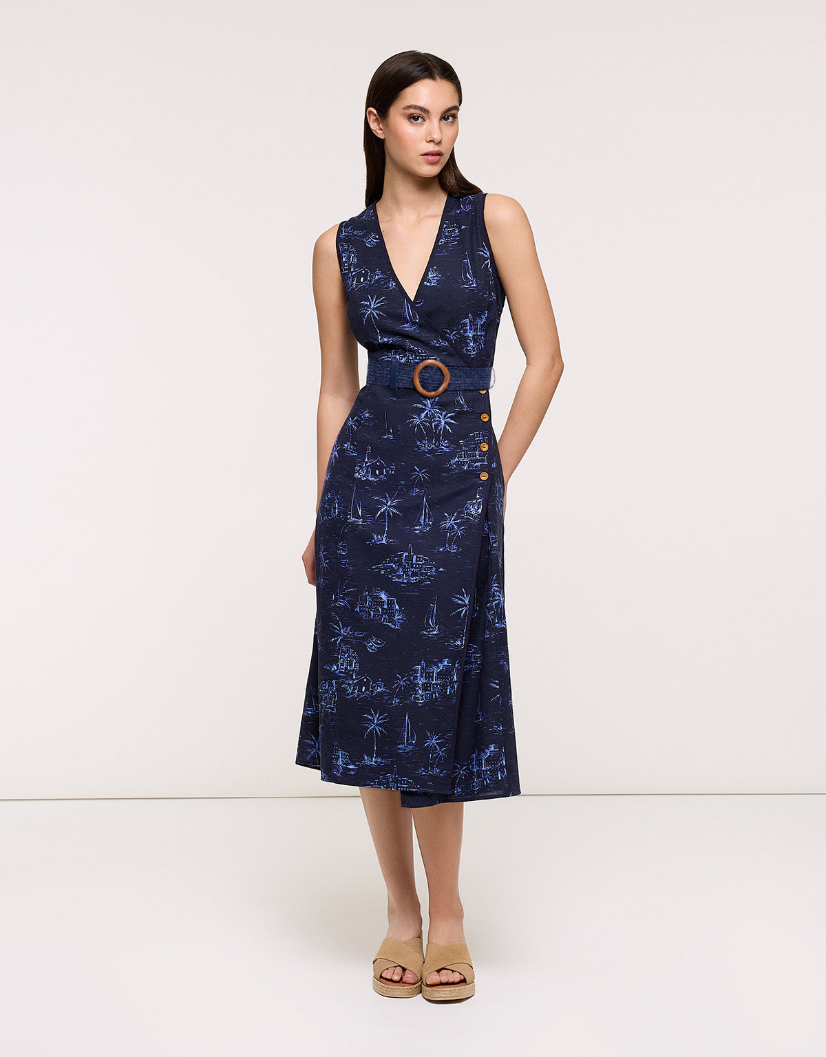 Vestido Midi Azul Marino - Vestinetis