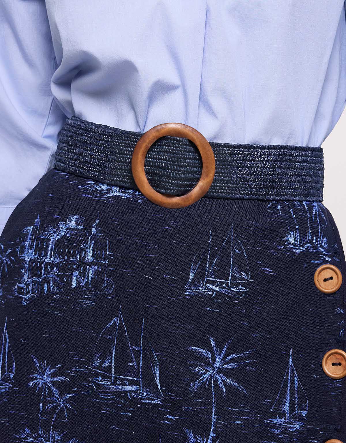 Falda Midi Azul Marino - Falnetis 5