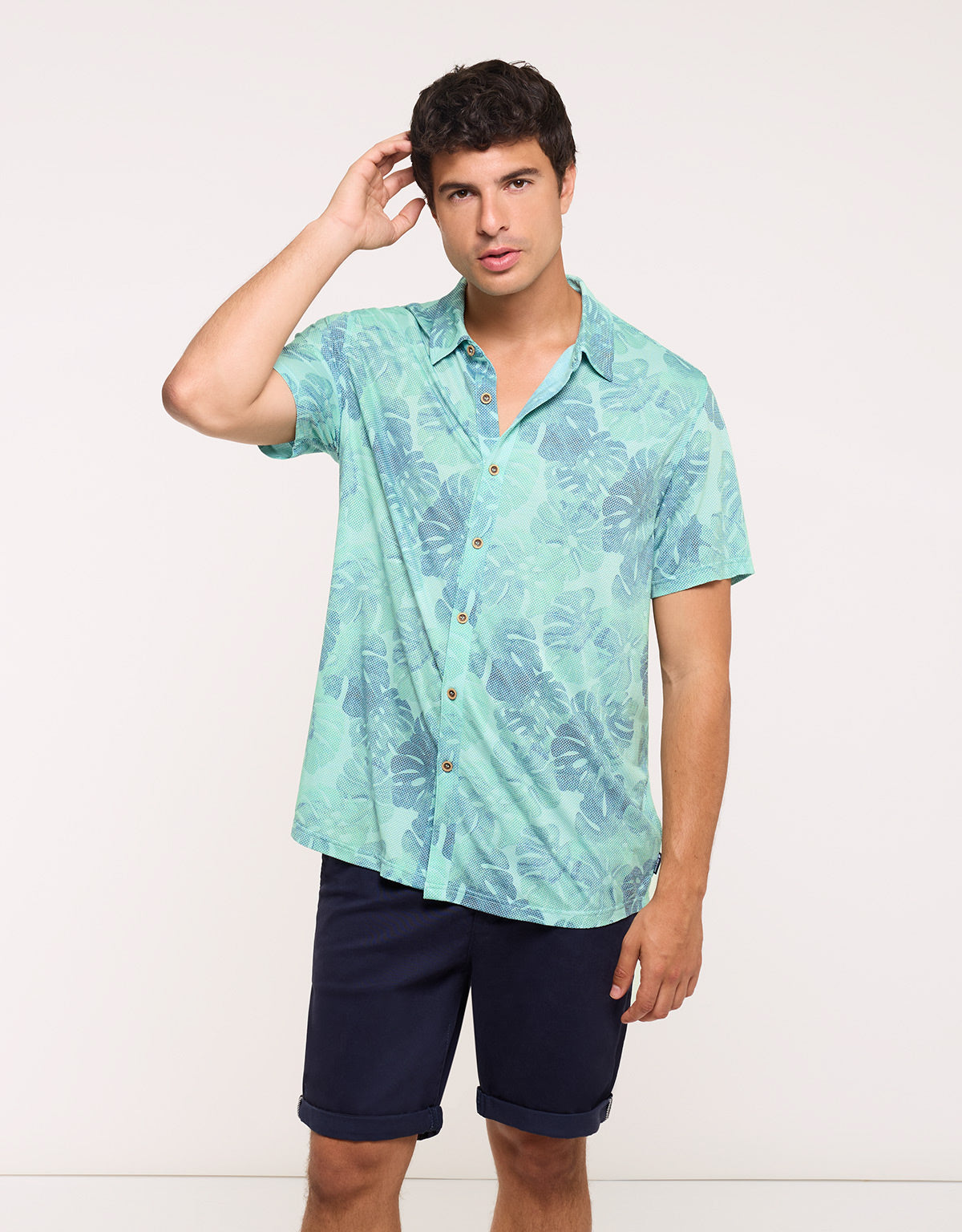 Camisa Manga Corta Turquesa - Folked
